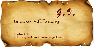Gresko Vázsony névjegykártya